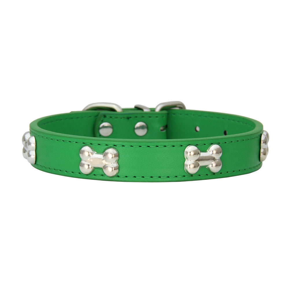 Pet Supplies Bone Collar PU Leather Dog Leash Accessories