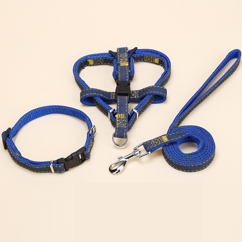 Denim Pet Leash  Sewn Cloth  Wear-resistant Chest Strap