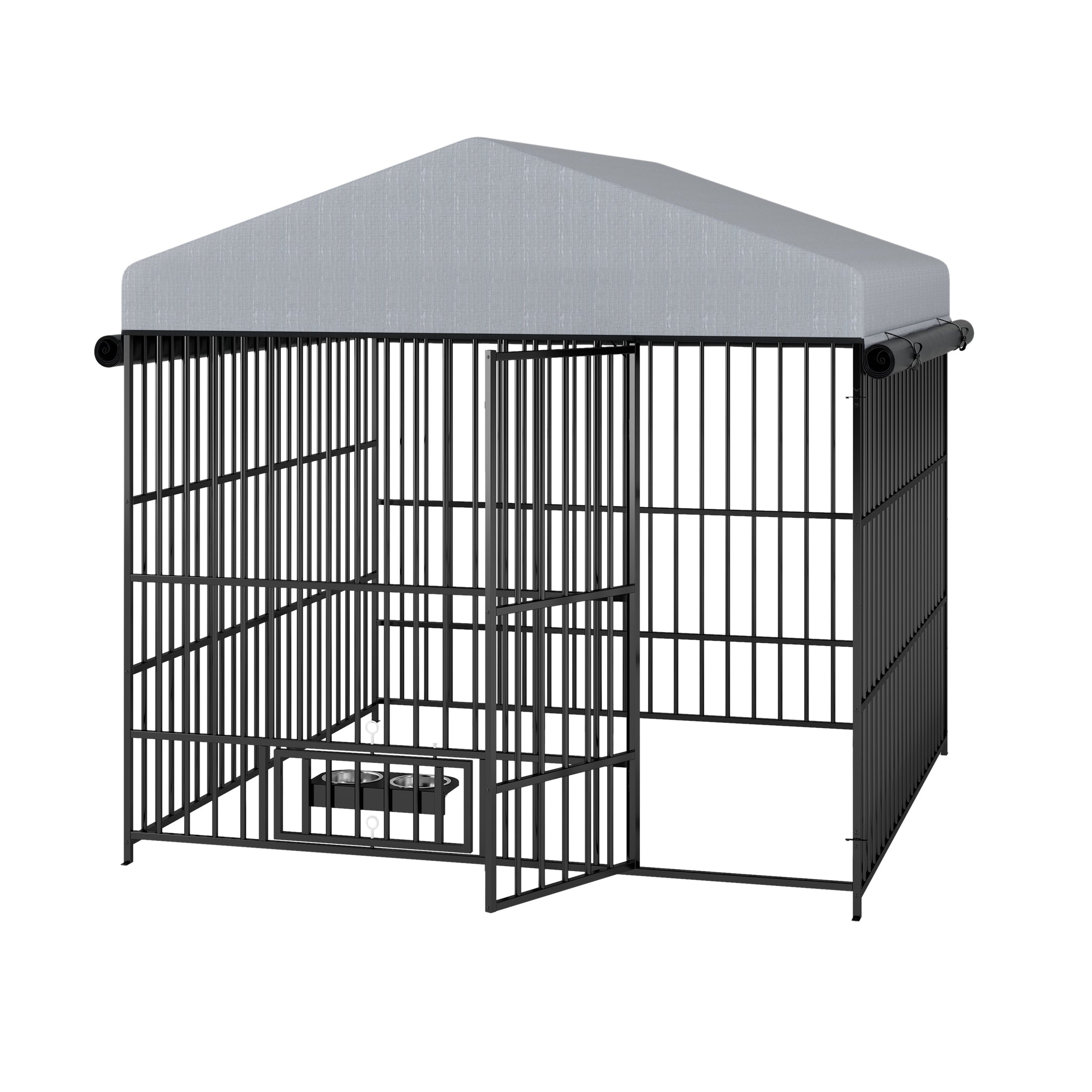 Large Kennel Outdoor Pet Pen House Metal Fence With Roof Cover