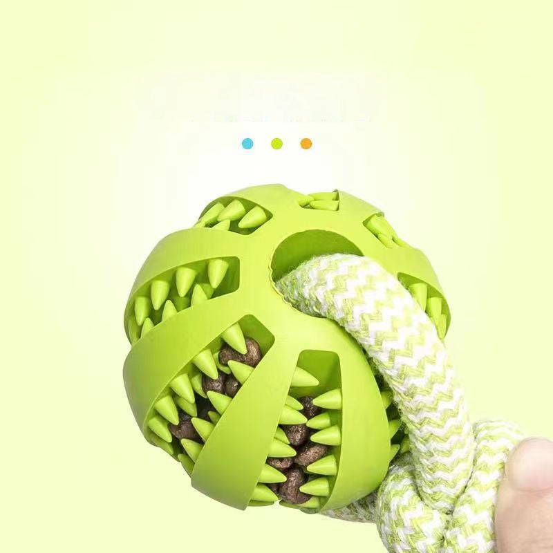 Dog Toys Treat Balls Interactive Hemp Rope Rubber Leaking Balls For Small Dogs Chewing Bite Resistant Toys Pet Tooth Cleaning