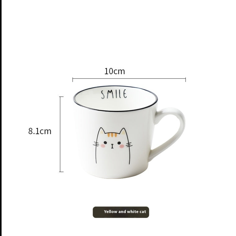 Breakfast Ceramic Milk Coffee Cup Couple Personality Creative Cartoon Cats