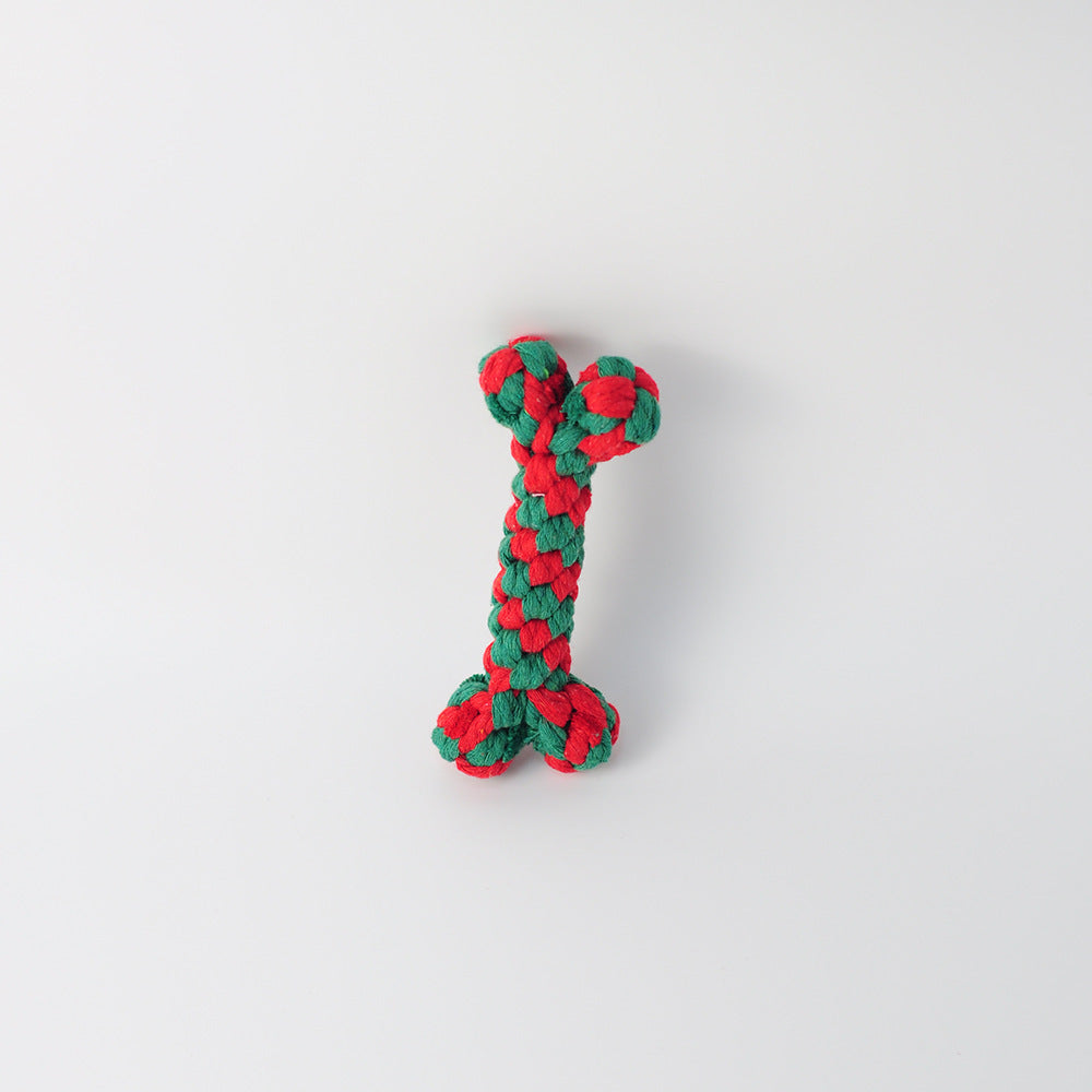 Christmas Pet Cotton Rope Candy Cane Toy Sets