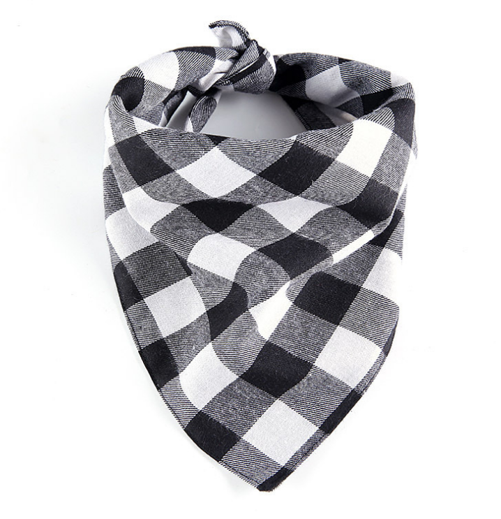 Cross-border new classic plaid pet saliva towel double dog triangle towel dog scarf