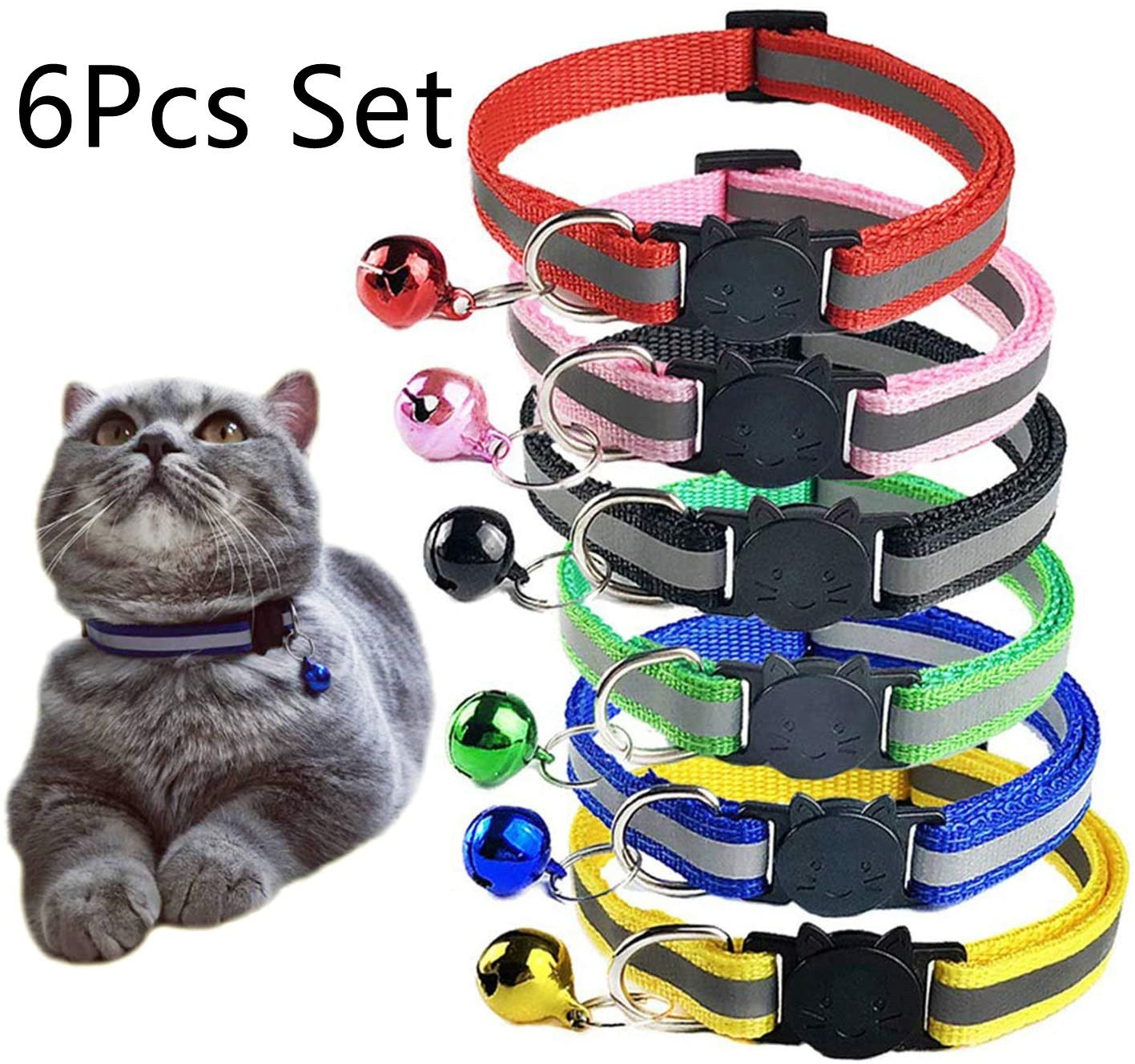 Colorful Polyester Reflective Bell Cat Jack Pet Collar