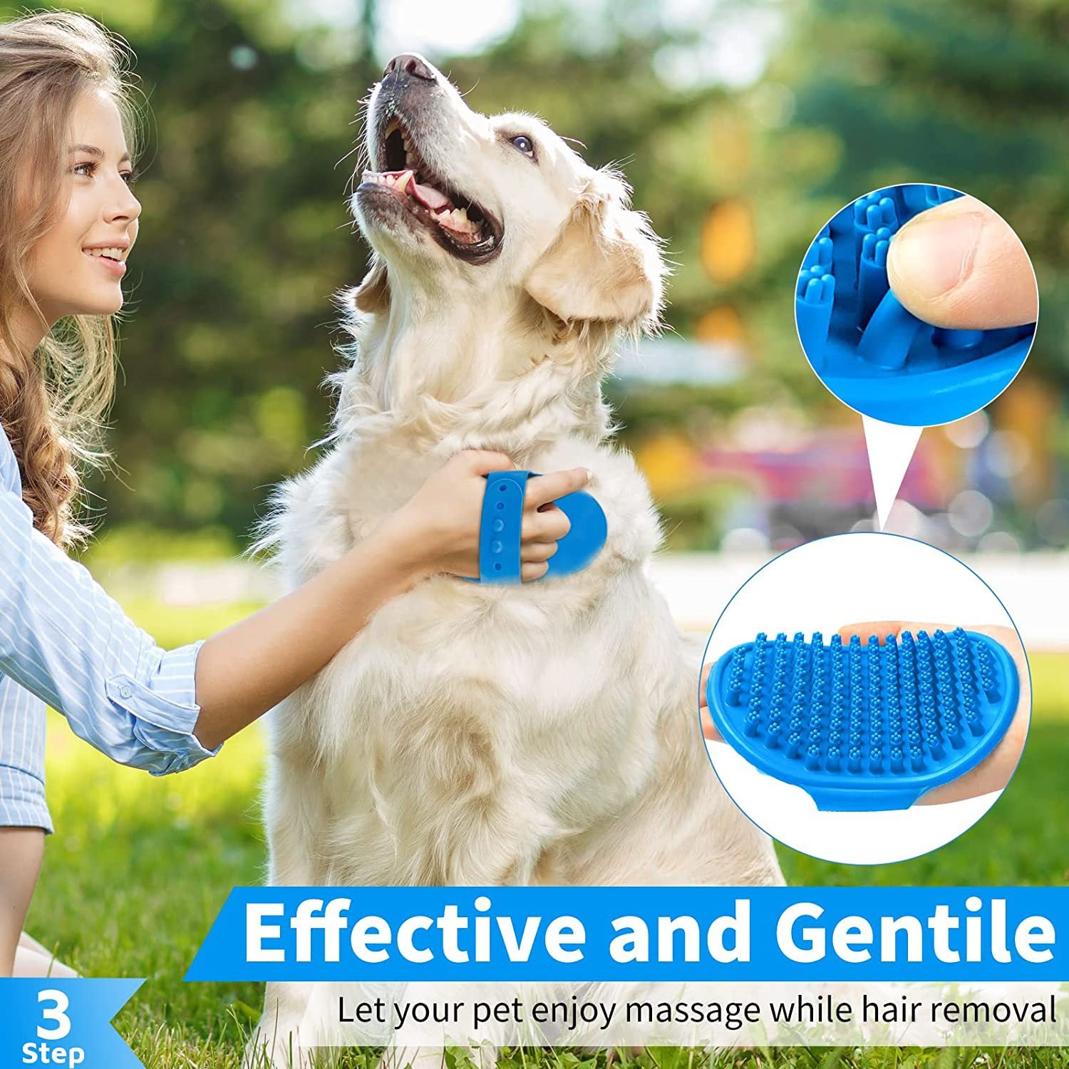 3-piece Set Dog Bath Brush Shampoo Brush Massage Brush With Adjustable