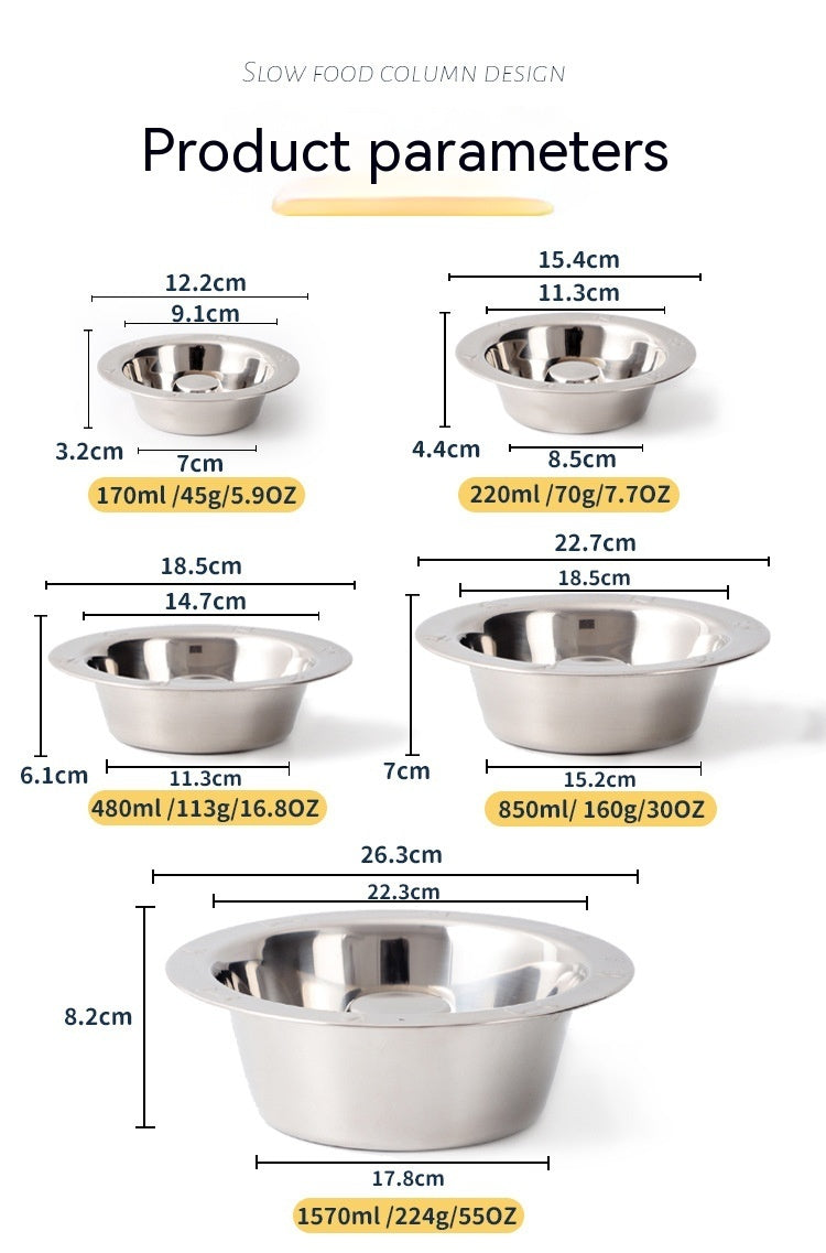 Pet Slow Food Stainless Steel Bowl And Tableware