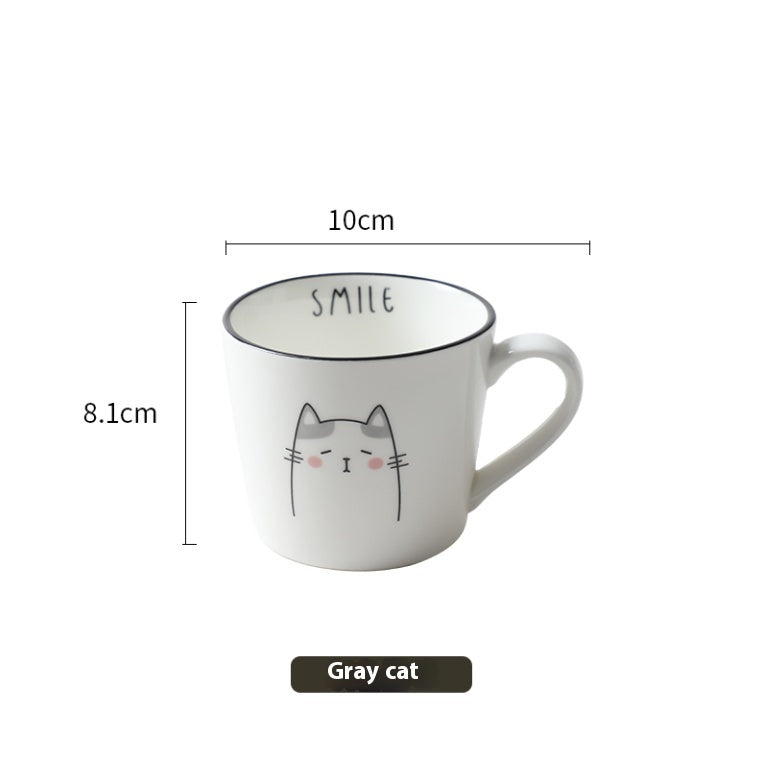 Breakfast Ceramic Milk Coffee Cup Couple Personality Creative Cartoon Cats