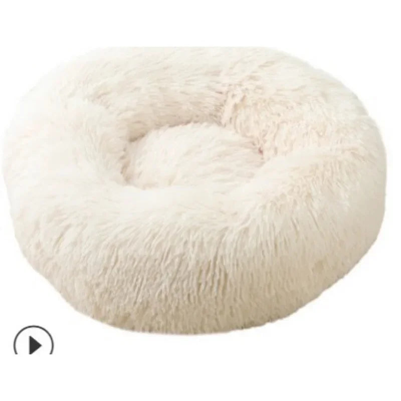 Donut Dog Bed Warm Soft Long Plush Bed For Small Large Dog Washable Sofa Cushion