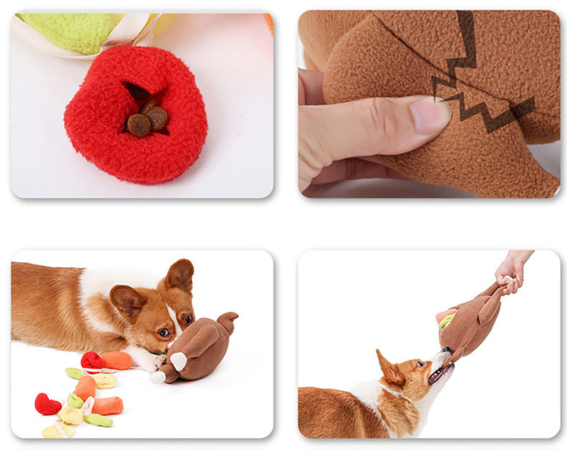 Roast Turkey Vegetable Sniff Hide Food Leakage Training Play Plush Toy