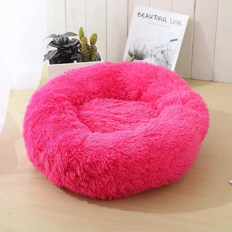 Donut Dog Bed Warm Soft Long Plush Bed For Small Large Dog Washable Sofa Cushion