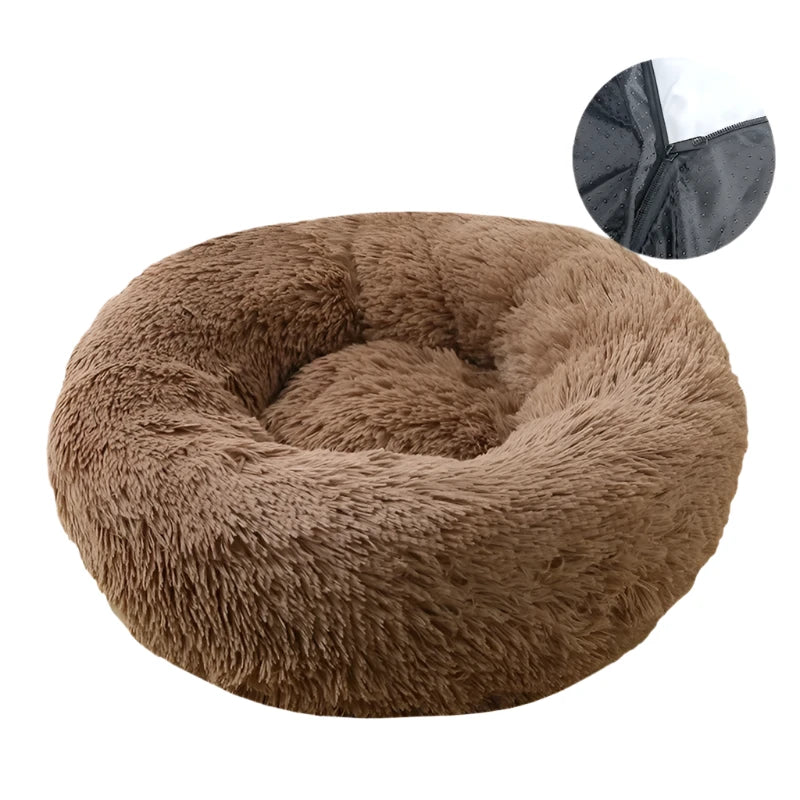 Donut Dog Bed Warm Soft Long Plush Bed For Small Large Dog Washable Sofa Cushion