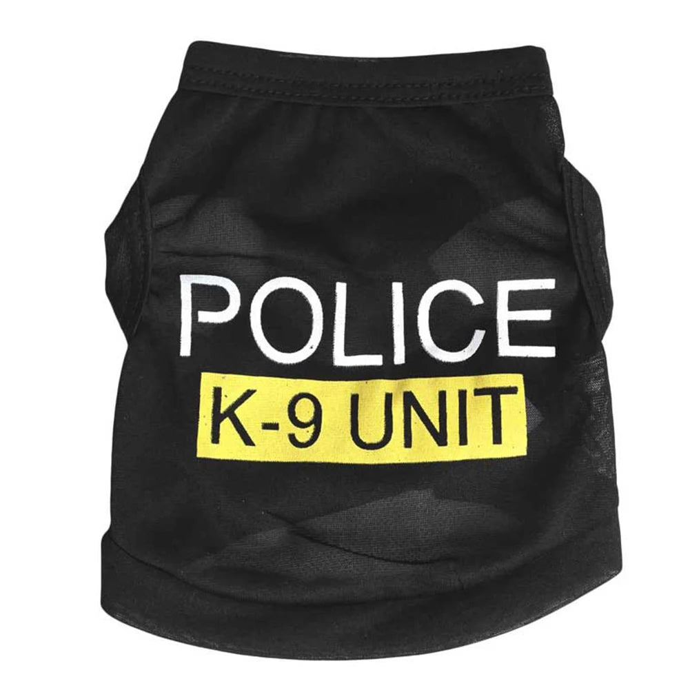 Police Suit Cosplay Dog Clothes Black Elastic Vest Coats