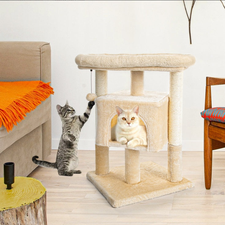 Cat Tree Tower With Indoor Condo, Scratching Posts, and Plush Perch Bed Furniture, 29inch