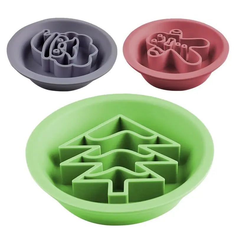 Slow Eating Dog Bowl Christmas Silicone Feeding Dish