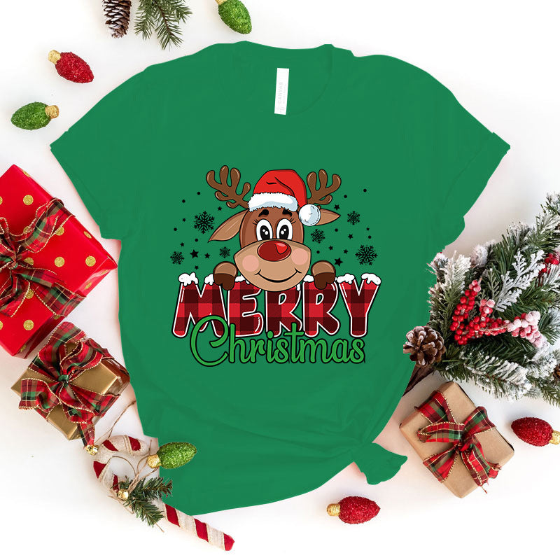 Cute Merry Christmas Printed T-shirt