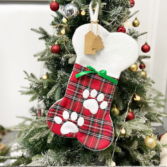 Bone Christmas Hanging Decoration Christmas Socks Gift Bag For Pets