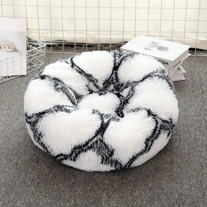 Donut Dog Bed Warm Soft Long Plush Bed For Small Large Dog Washable Sofa Cushion