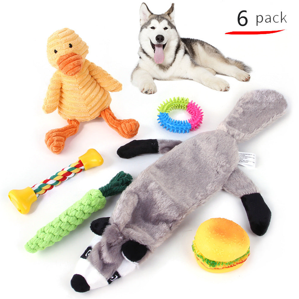 Pet Dog Cotton Rope Bite Resistant Plush Teeth Cleaning Toy Sets