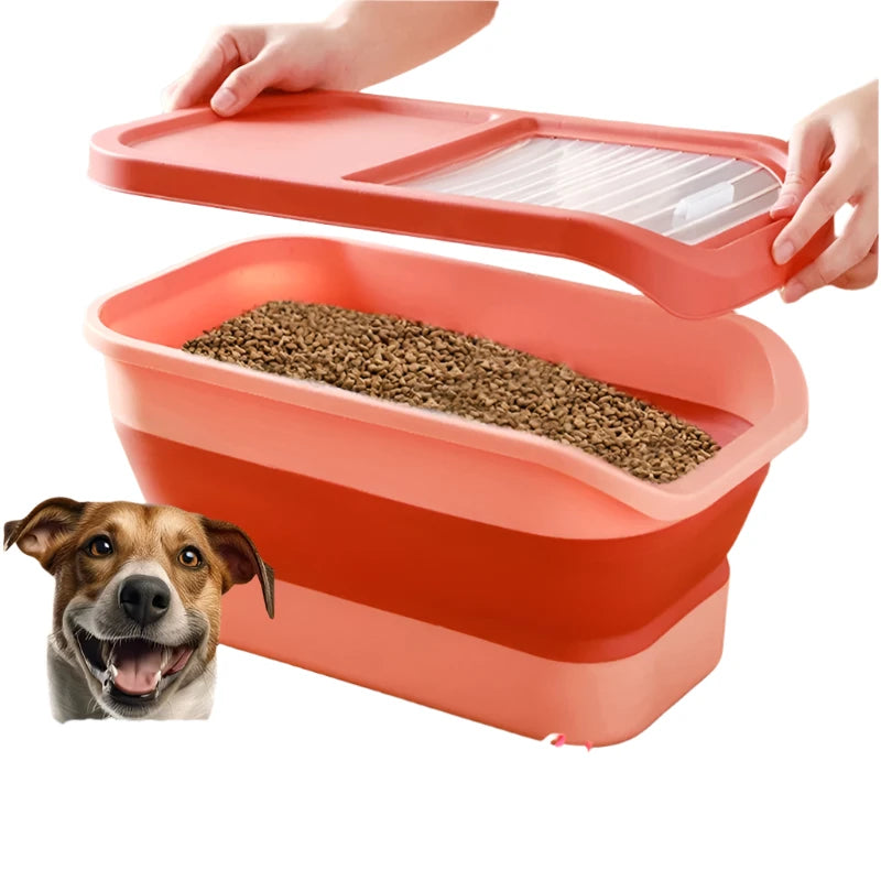 13 LB Collapsible Dog Food Storage Container Folding  Container With Lids Sealing Box