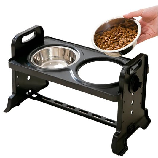 Adjustable Dog Feeding Bowl Drinker Stand Pet Stainless Steel Raised Feeder For Small and Large Dogs