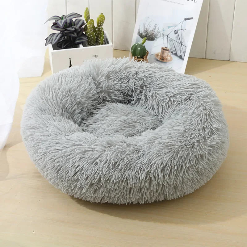 Donut Dog Bed Warm Soft Long Plush Bed For Small Large Dog Washable Sofa Cushion