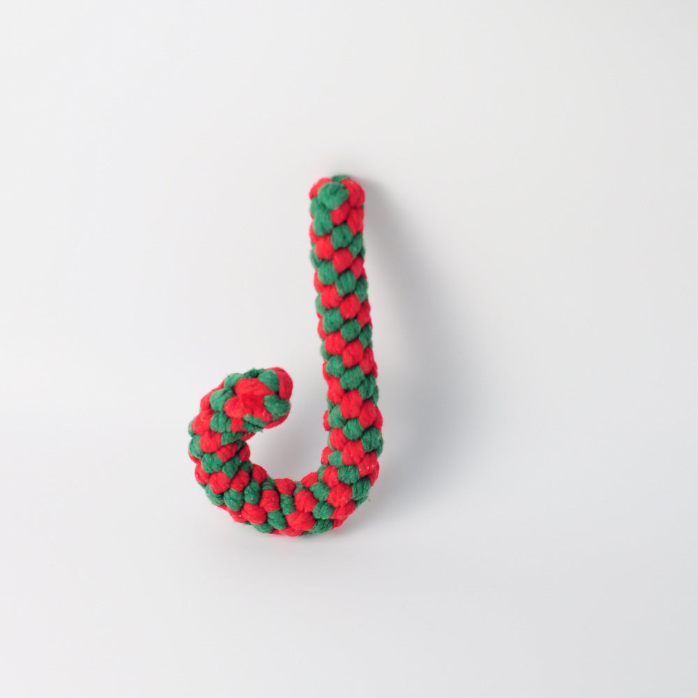 Christmas Pet Cotton Rope Candy Cane Toy Sets