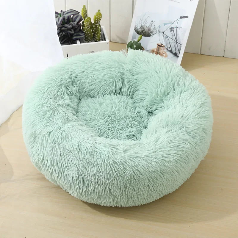 Donut Dog Bed Warm Soft Long Plush Bed For Small Large Dog Washable Sofa Cushion