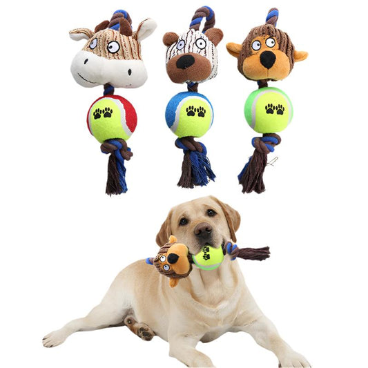 Dog Tennis Ball Cotton Rope Bite Resistant Play Toy