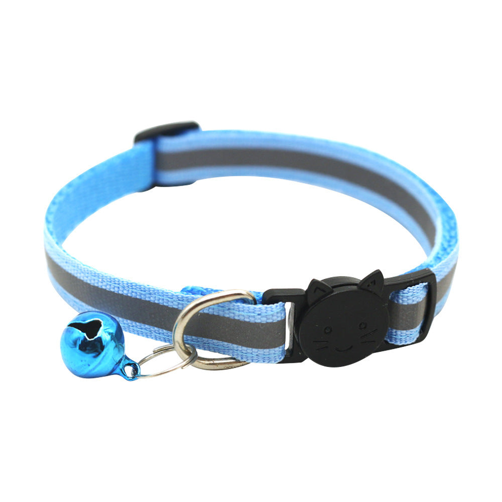 Colorful Polyester Reflective Bell Cat Jack Pet Collar