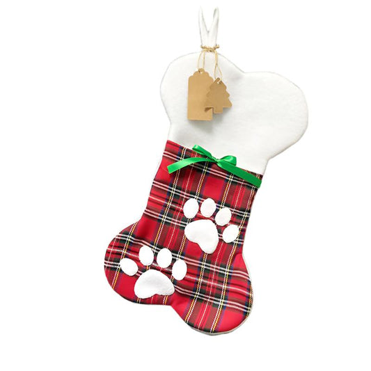 Bone Christmas Hanging Decoration Christmas Socks Gift Bag For Pets