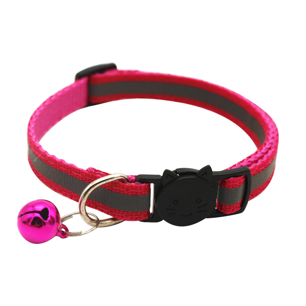 Colorful Polyester Reflective Bell Cat Jack Pet Collar