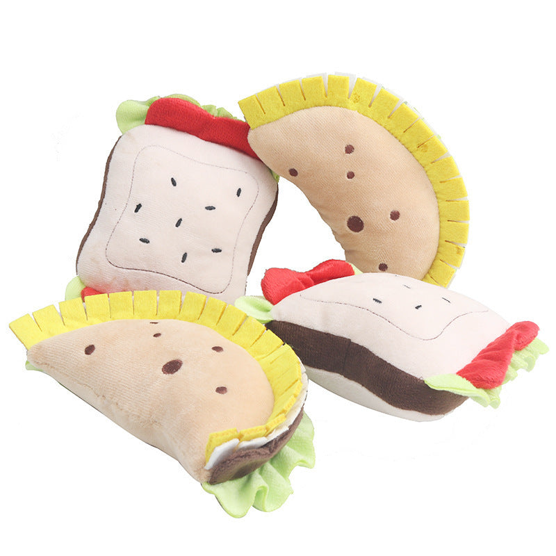 Dog Teething Simulation Sandwich Dumplings Chewing Noise Plush Toy