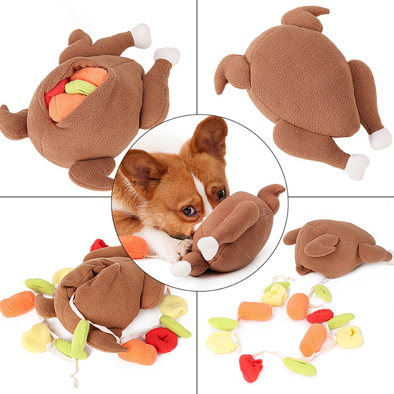 Roast Turkey Vegetable Sniff Hide Food Leakage Training Play Plush Toy