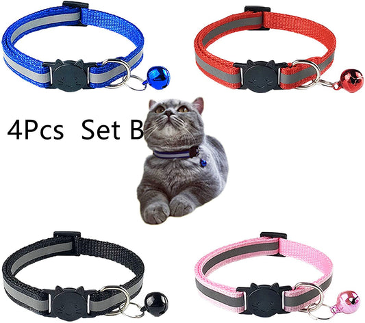 Colorful Polyester Reflective Bell Cat Jack Pet Collar