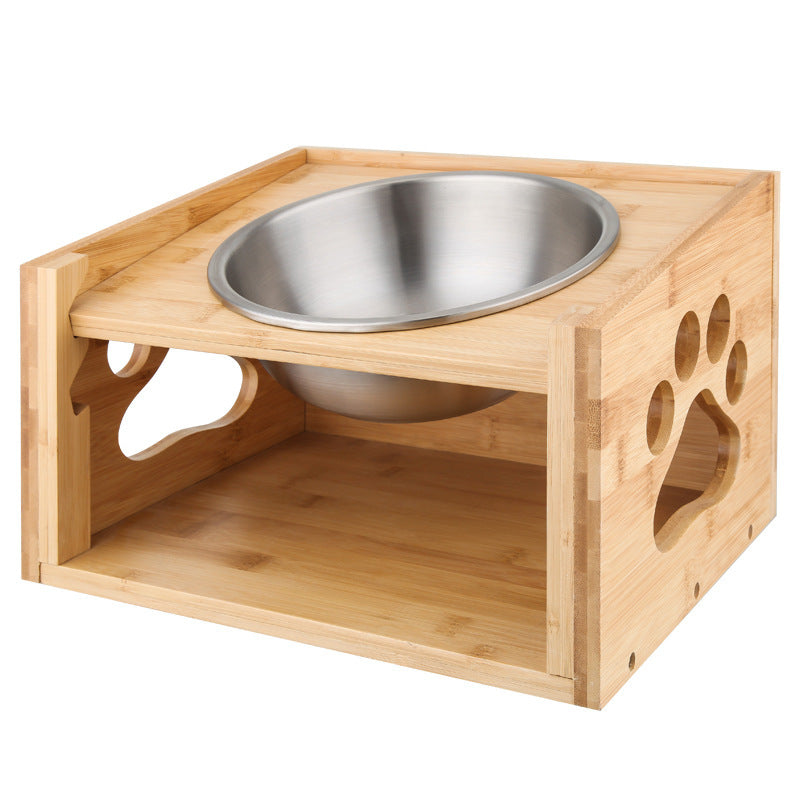 Large Dog Food Bowl and Wooden Stand