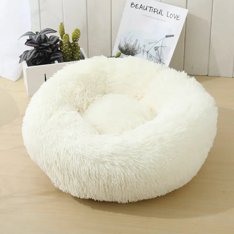 Donut Dog Bed Warm Soft Long Plush Bed For Small Large Dog Washable Sofa Cushion