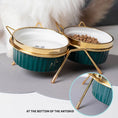 Load image into Gallery viewer, Cat Ceramic Bowl Pet Feeder with Metal Stand Elevated Feeding Raised Dish
