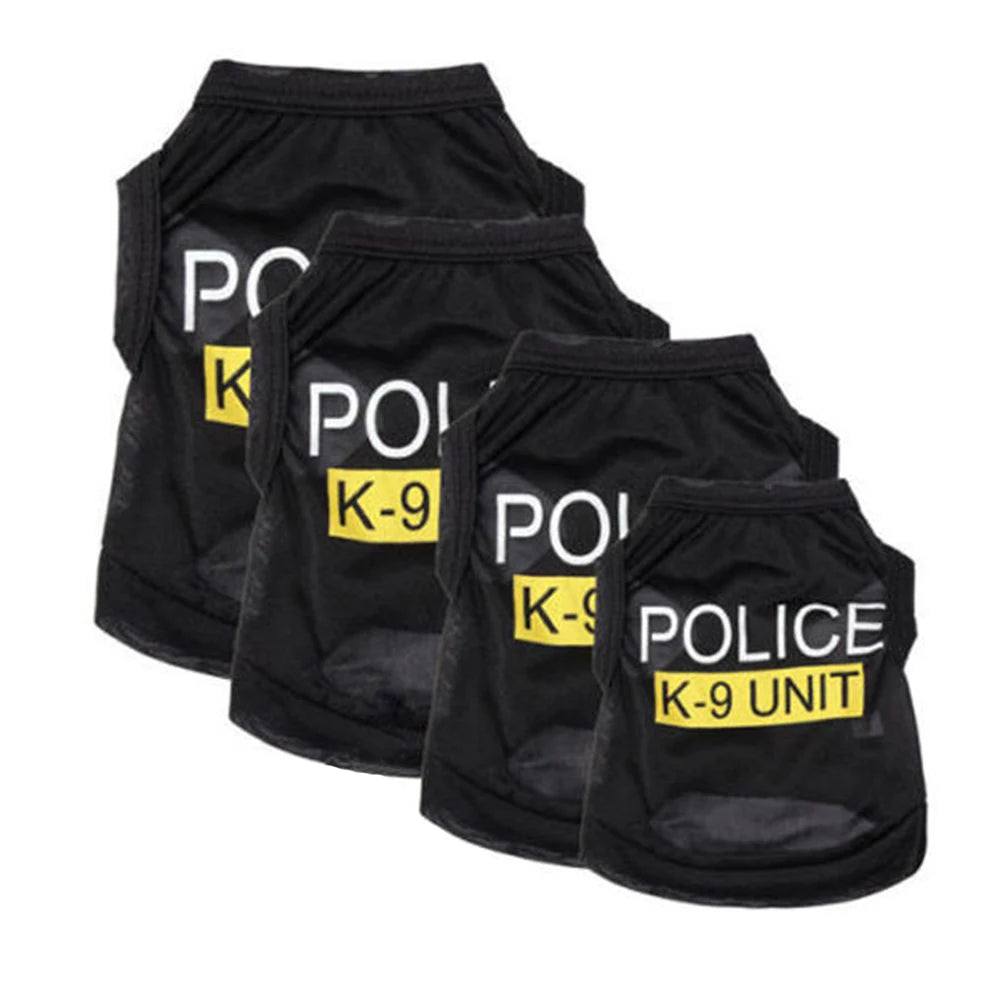 Police Suit Cosplay Dog Clothes Black Elastic Vest Coats