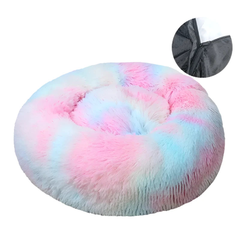 Donut Dog Bed Warm Soft Long Plush Bed For Small Large Dog Washable Sofa Cushion