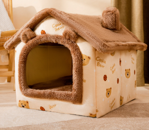 Foldable Dog Pet House with Villa Sleep Kennel Removable Nest Warm Enclosed Cave Sofa