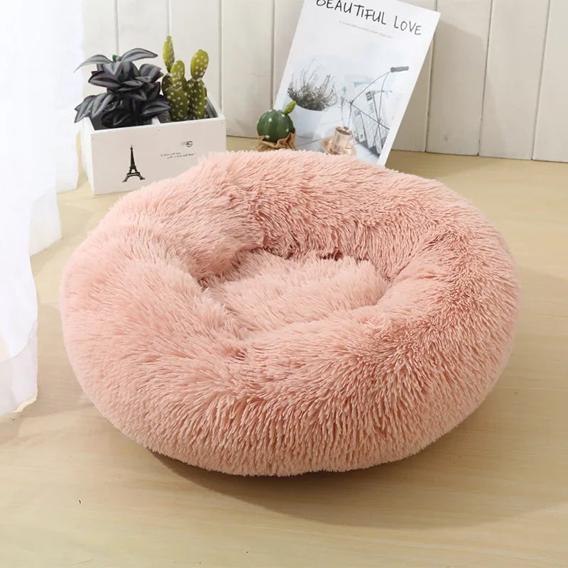 Donut Dog Bed Warm Soft Long Plush Bed For Small Large Dog Washable Sofa Cushion