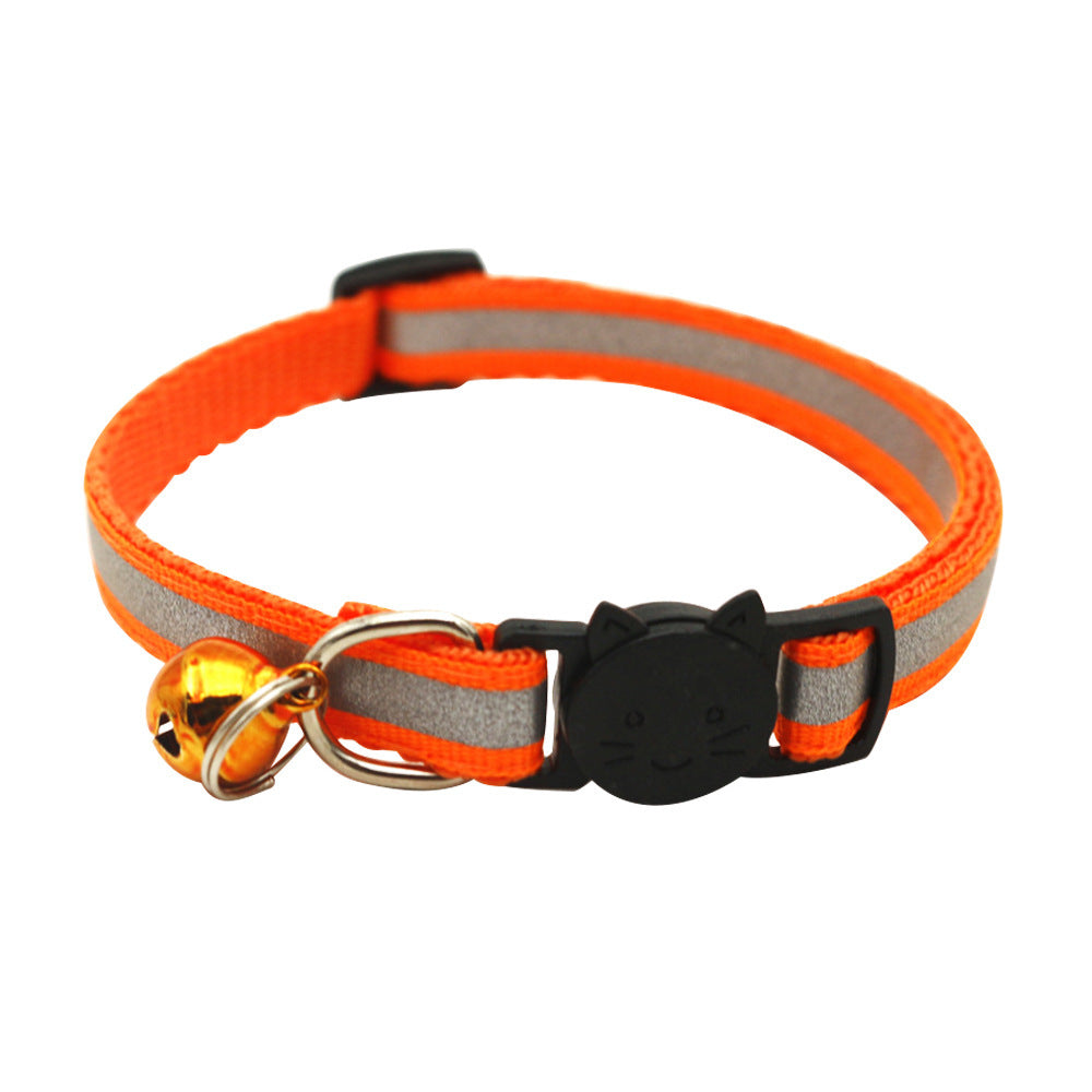 Colorful Polyester Reflective Bell Cat Jack Pet Collar