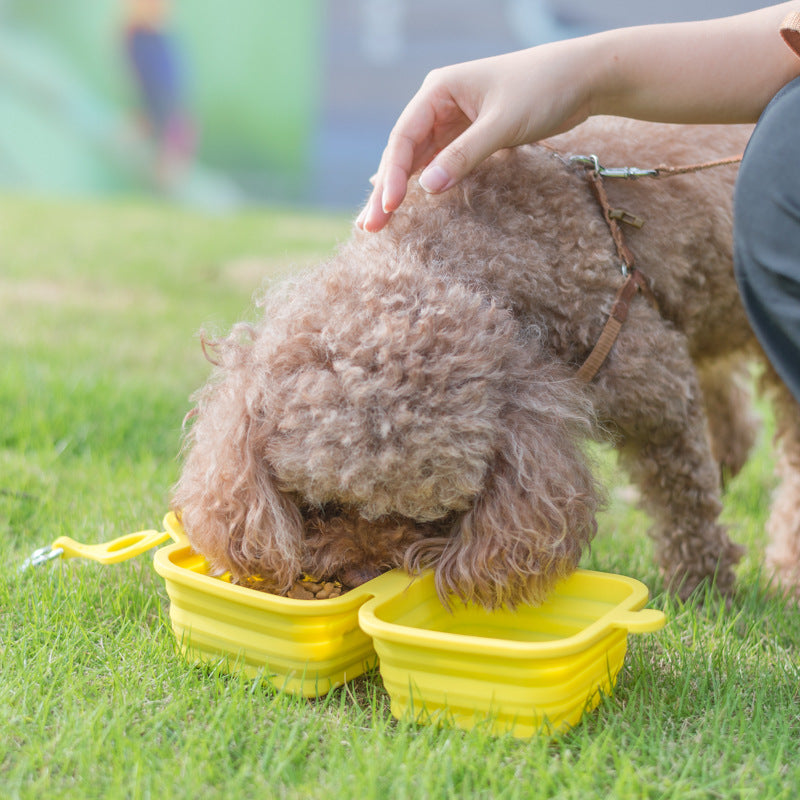 Foldable Bowl Dish For Dogs Outdoor Collapsible Silicone Food Water Feeding