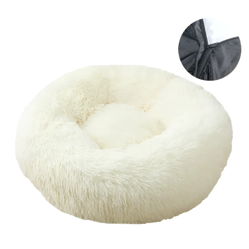 Donut Dog Bed Warm Soft Long Plush Bed For Small Large Dog Washable Sofa Cushion