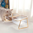 Load image into Gallery viewer, Cat and Dog Double Bowl with Stand Transparent Food Feeding Dish Metal Elevated Feeder
