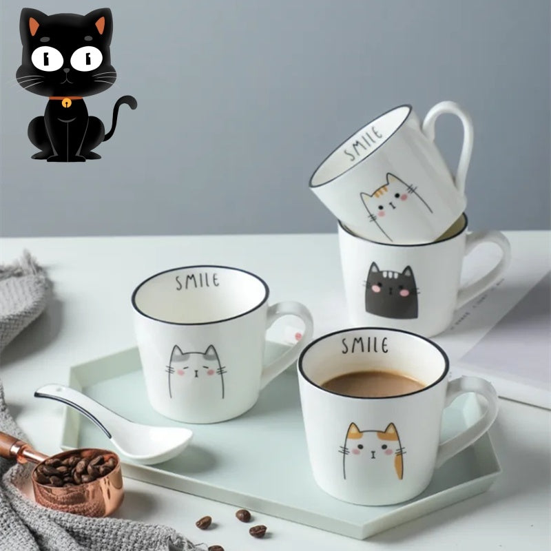 Breakfast Ceramic Milk Coffee Cup Couple Personality Creative Cartoon Cats