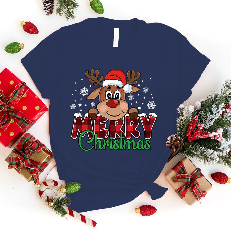 Cute Merry Christmas Printed T-shirt