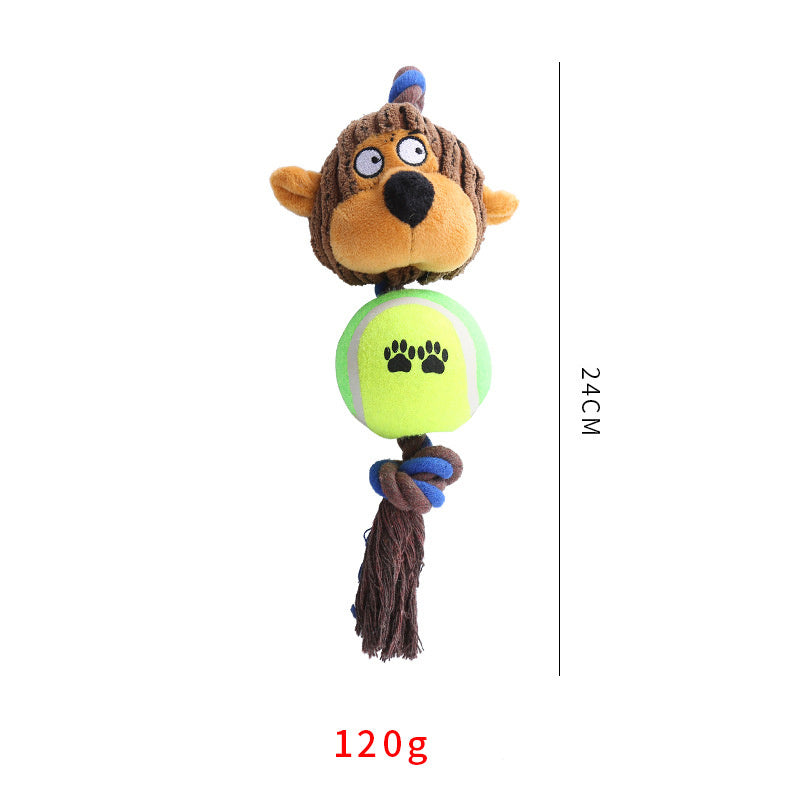 Dog Tennis Ball Cotton Rope Bite Resistant Play Toy