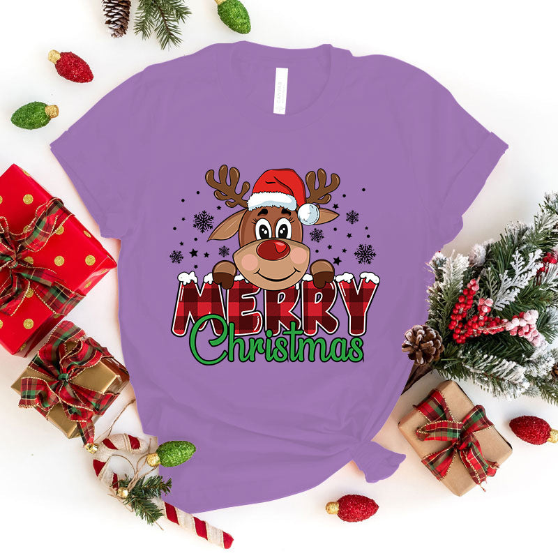 Cute Merry Christmas Printed T-shirt