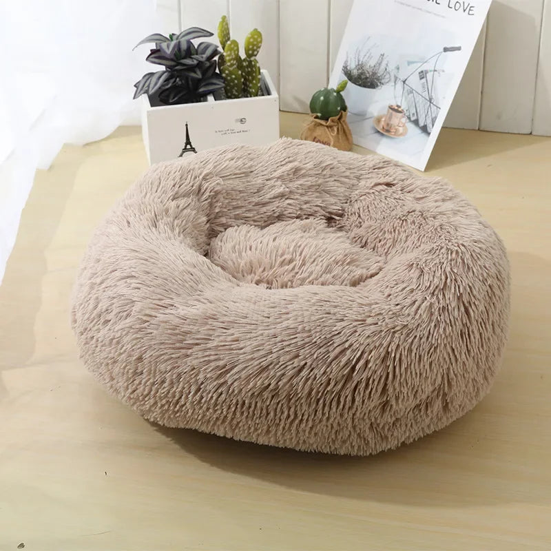 Donut Dog Bed Warm Soft Long Plush Bed For Small Large Dog Washable Sofa Cushion